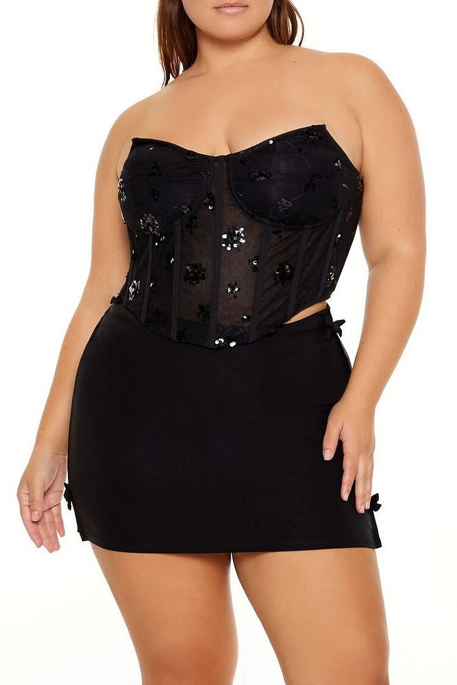 Plus Sequin Corset Tube Top