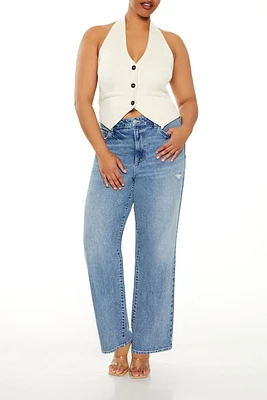 Plus High-Rise Straight Jeans