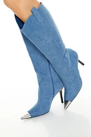 Denim Pointed Stiletto Boots