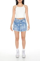 Bandana Print Denim Mini Skirt