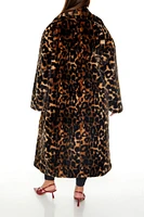 Plus Faux Fur Leopard Coat