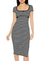 Striped Bow Midi Dress