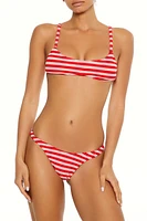 Striped Terry High-Leg Bikini Bottoms