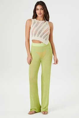 Sheer High-Rise Straight Pants