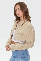 Cropped Frayed Corduroy Jacket