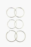 Etched Omega Hoop Earring Set