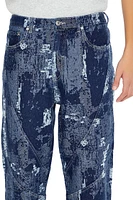 Jacquard Abstract Mid-Rise Jeans