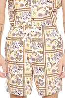 Linen-Blend Nature Geo Print Shorts