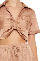 Satin Striped Crop Top