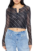 Plaid Mesh Crop Top & Cami Set