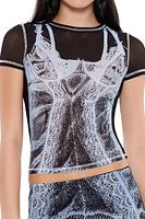 Mesh Bustier Graphic Baby Tee