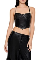 Faux Leather V-Hem Bustier Cami