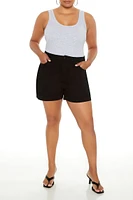 Plus Twill High-Rise Shorts