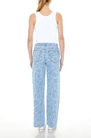 Water Print Wide-Leg Jeans