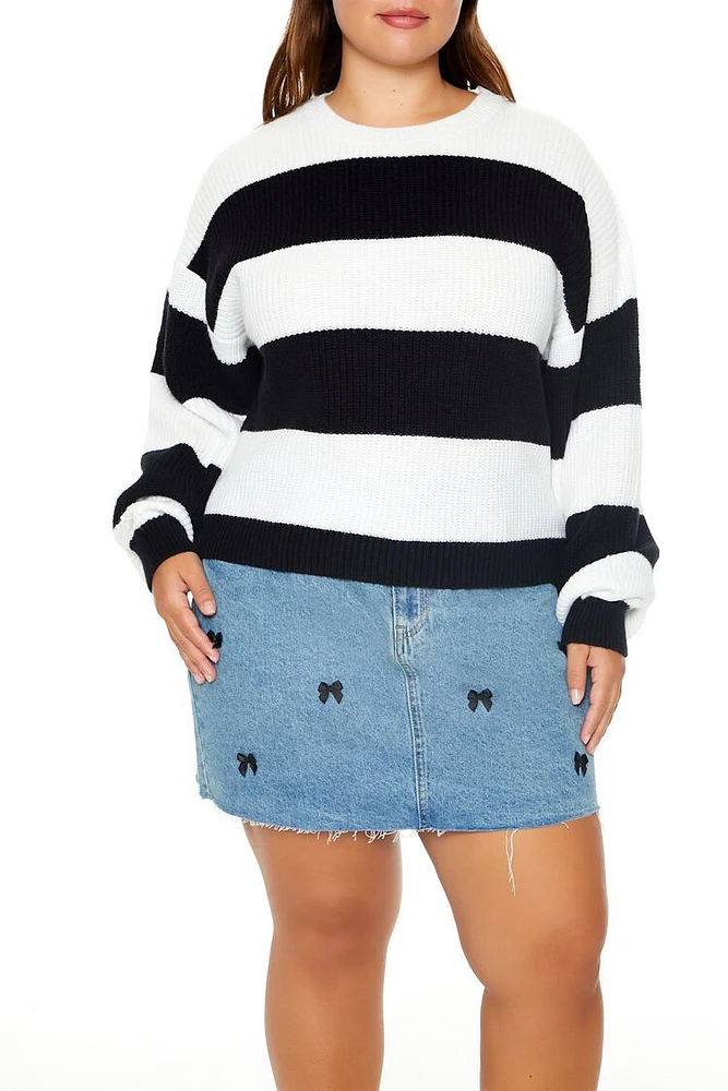 Plus Striped Drop-Sleeve Sweater