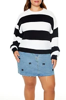 Plus Striped Drop-Sleeve Sweater