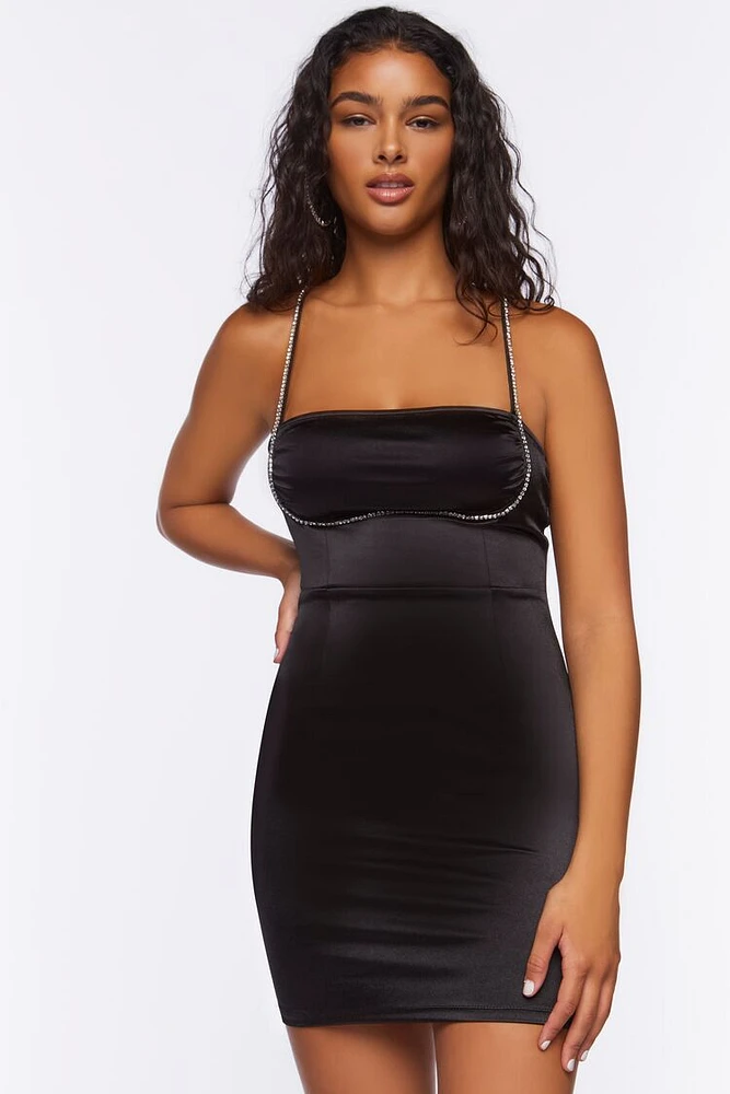 Rhinestone-Trim Mini Slip Dress