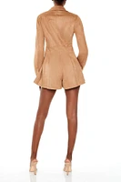 Pleated Faux Suede Romper