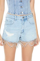 Retro Chain-Trim Denim Shorts