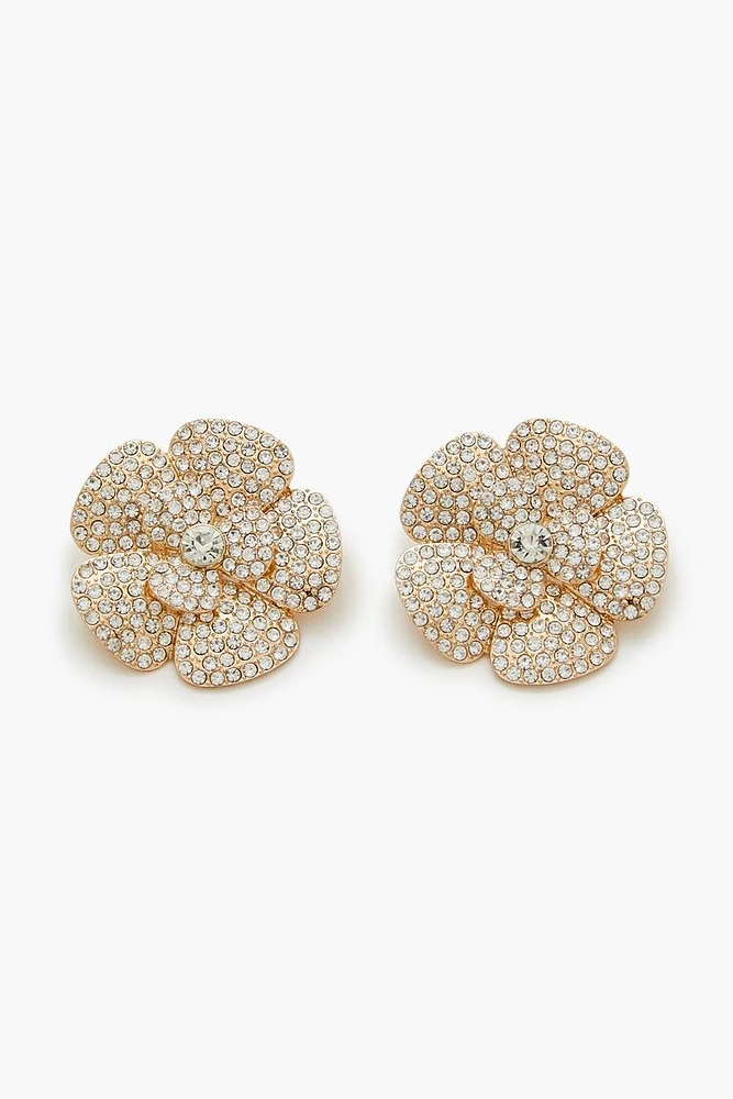 Rhinestone Flower Stud Earrings