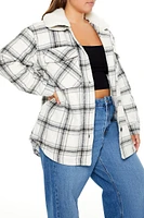 Plus Faux Shearling Plaid Shacket