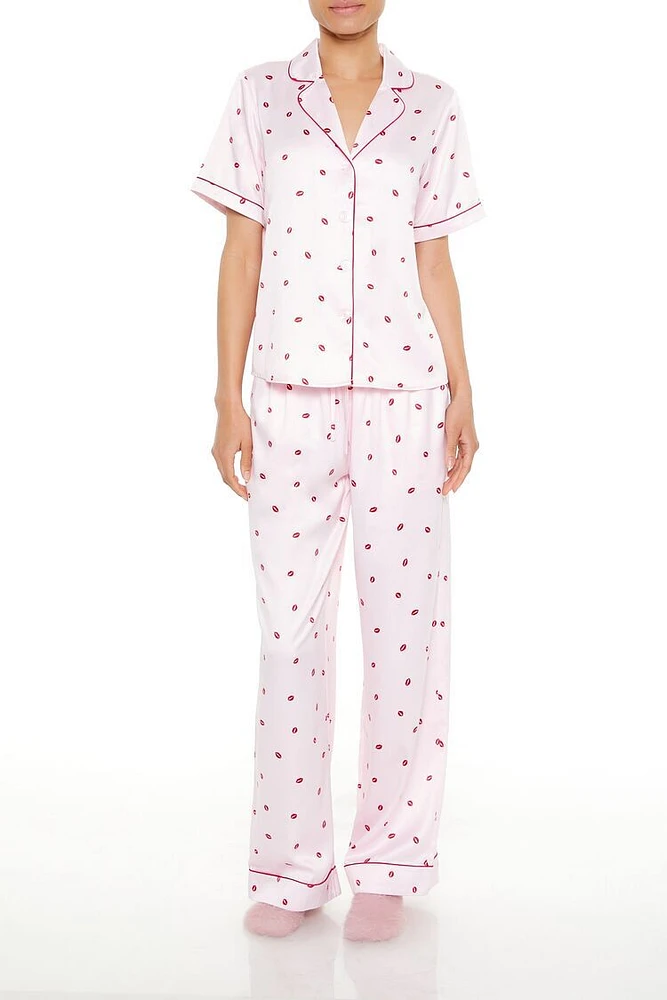 Lipstick Kiss Pajama Shirt & Pants Set