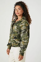 Twill Camo Print Hooded Jacket