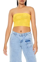 Sweater-Knit Happy Face Tube Top