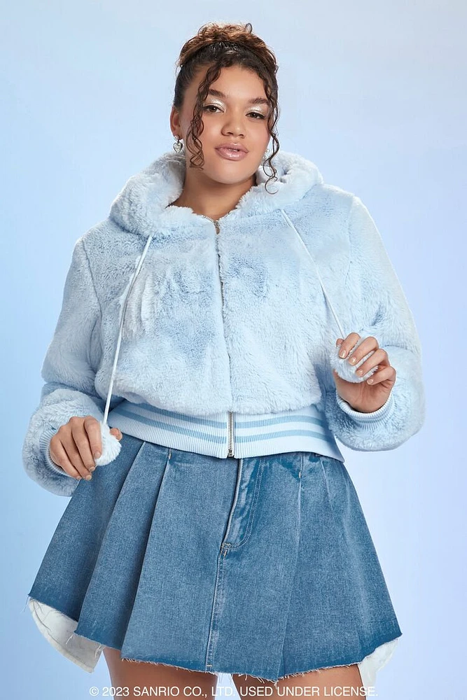 Plus Faux Fur Hello Kitty Zip-Up Hoodie