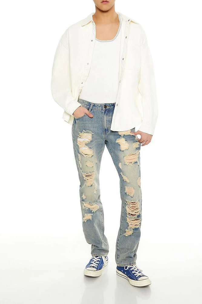 Distressed Mid-Rise Baggy Jeans