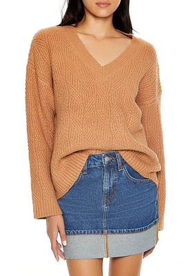 Geo V-Neck Drop-Sleeve Sweater