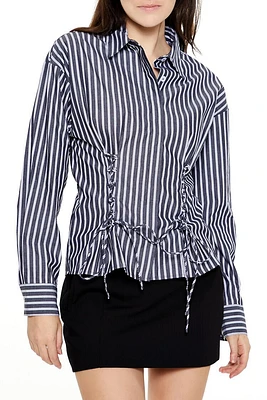 Striped Poplin Lace-Up Shirt