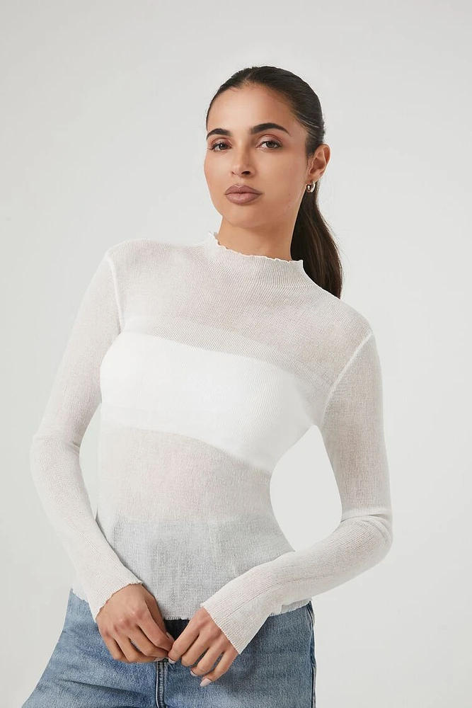 Mock Neck Sweater-Knit Top