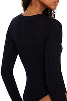 Sweater-Knit Thong Bodysuit