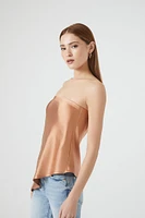 Satin Asymmetrical Strapless Top