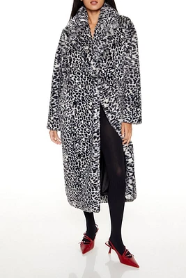 Faux Fur Leopard Longline Coat