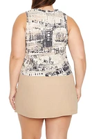 Plus Newspaper Print Tank Top