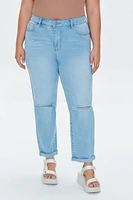 Plus Distressed Boyfriend Jeans