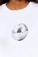 Disco Ball Graphic Cropped Tee