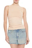 Ruched High-Neck Tank Top