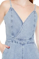 Denim Surplice Wide-Leg Jumpsuit