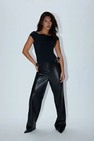 Cutout Faux Leather Pants