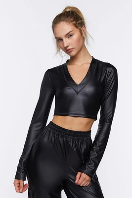 Active Faux Leather Crop Top