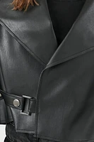 Cropped Faux Leather Jacket