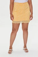 Plus Floral Mesh Mini Skirt