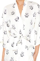 Teddy Bear Print Tie-Waist Robe