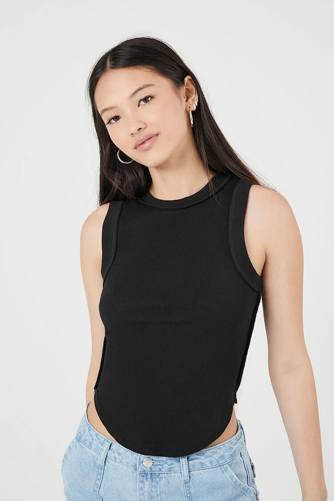 Cropped Curved-Hem Tank Top