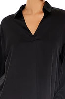 Satin Split-Neck Top