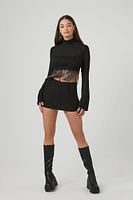 Fringe Mock Neck Crop Top