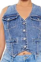 Plus Cropped Denim Vest